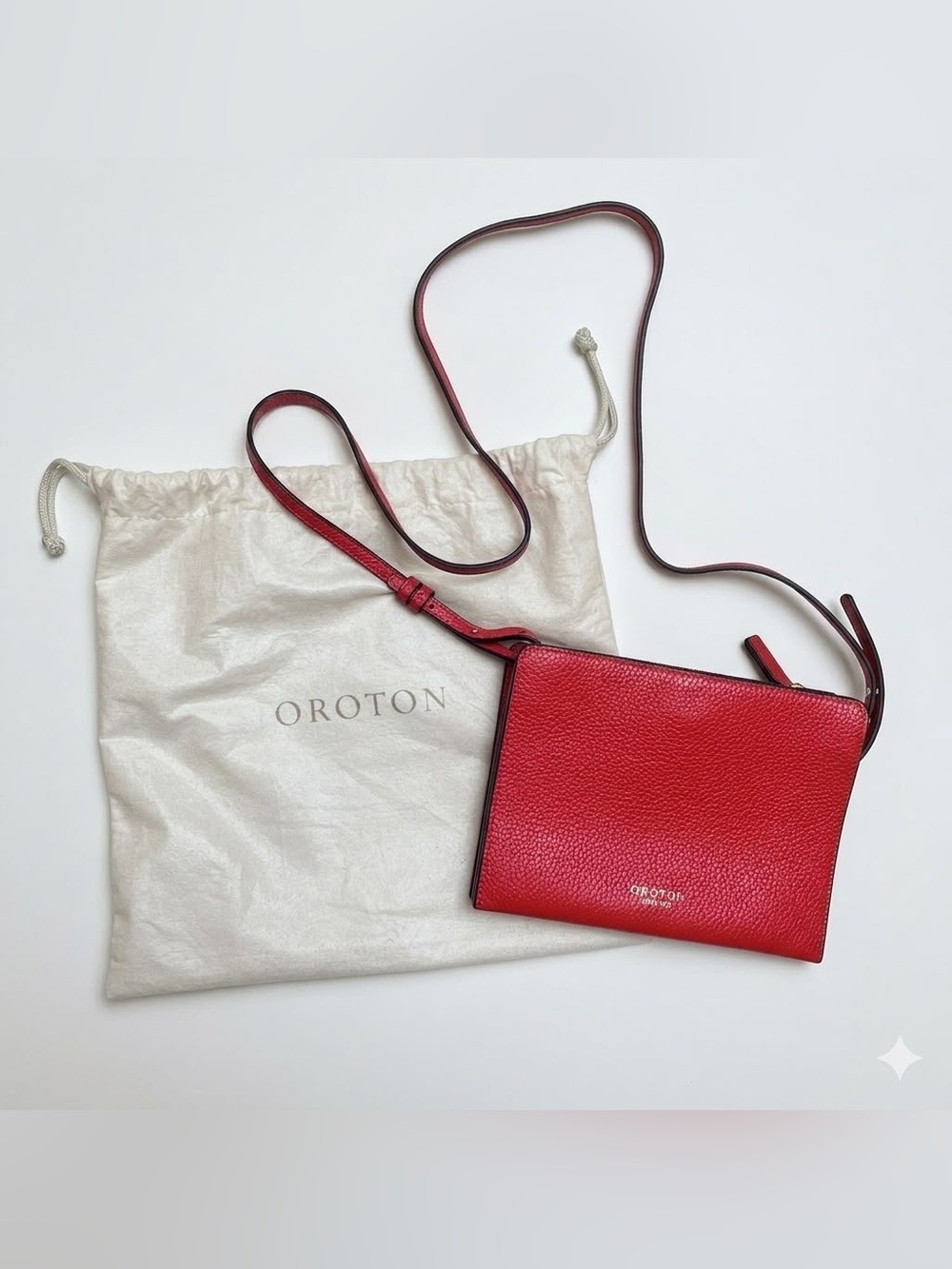 Oroton Red Saffiano Leather Crossbody Bag Convertible Clutch Wallet Purse